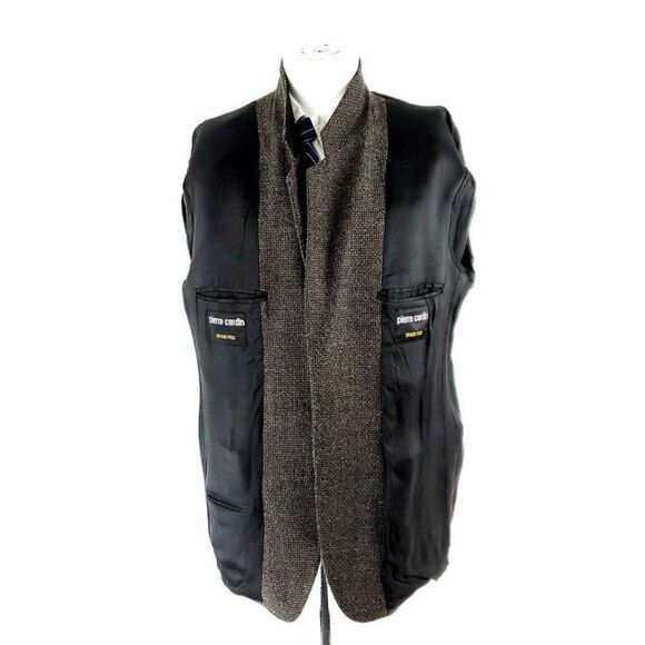 Pierre Cardin Wool Tweed 2 Button Sport Coat 42R Black Green‎ Check Spec - Picture 9 of 10